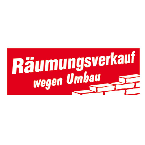 Aufkleber 'Räumungsverkauf Umbau'